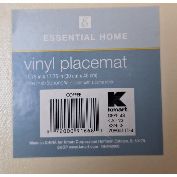 3 Vinyl Coffee Java Placemats-Vintage K-Mart Essential Home-Brown/Wht-Wipe Clean - Picture 4 of 4